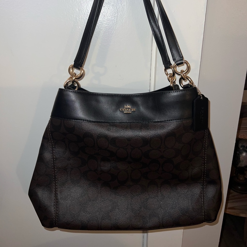 Authentic Coach signature canvas shoulder bag